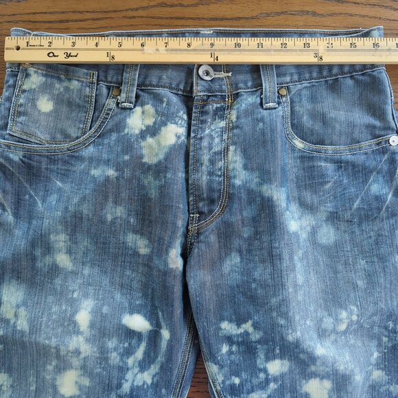 Levi's Men's bleach splashed cut off‎ raw hem Denim 514 Shorts size 33 - Picture 12 of 14